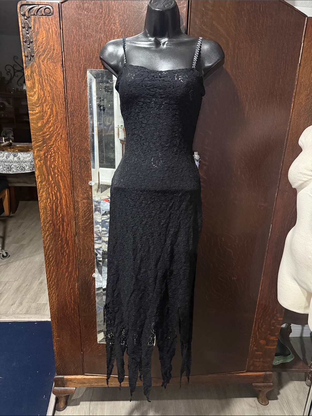 Black Lace Spaghetti Strap Maxi Dress Slip Dress